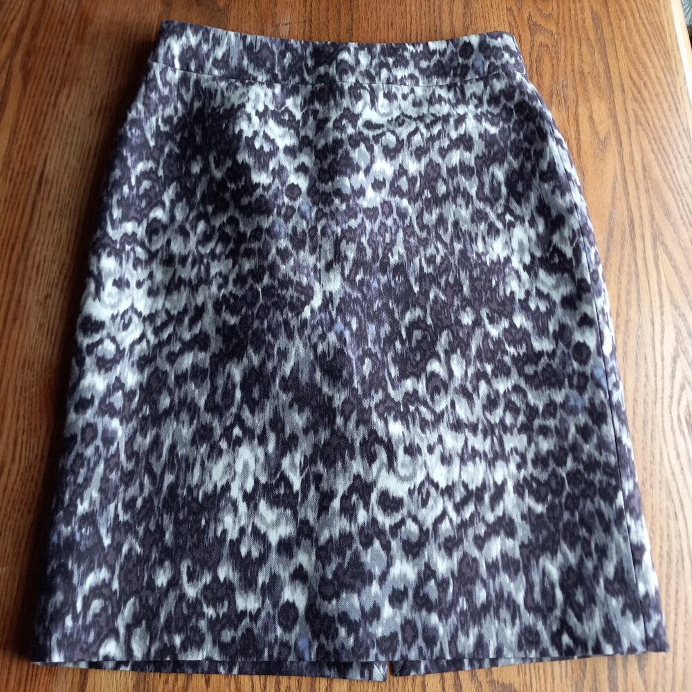 J Crew Leopard Print Wool/Silk Skirt Size 6 Old Money Animal Print Mobwife Y2K